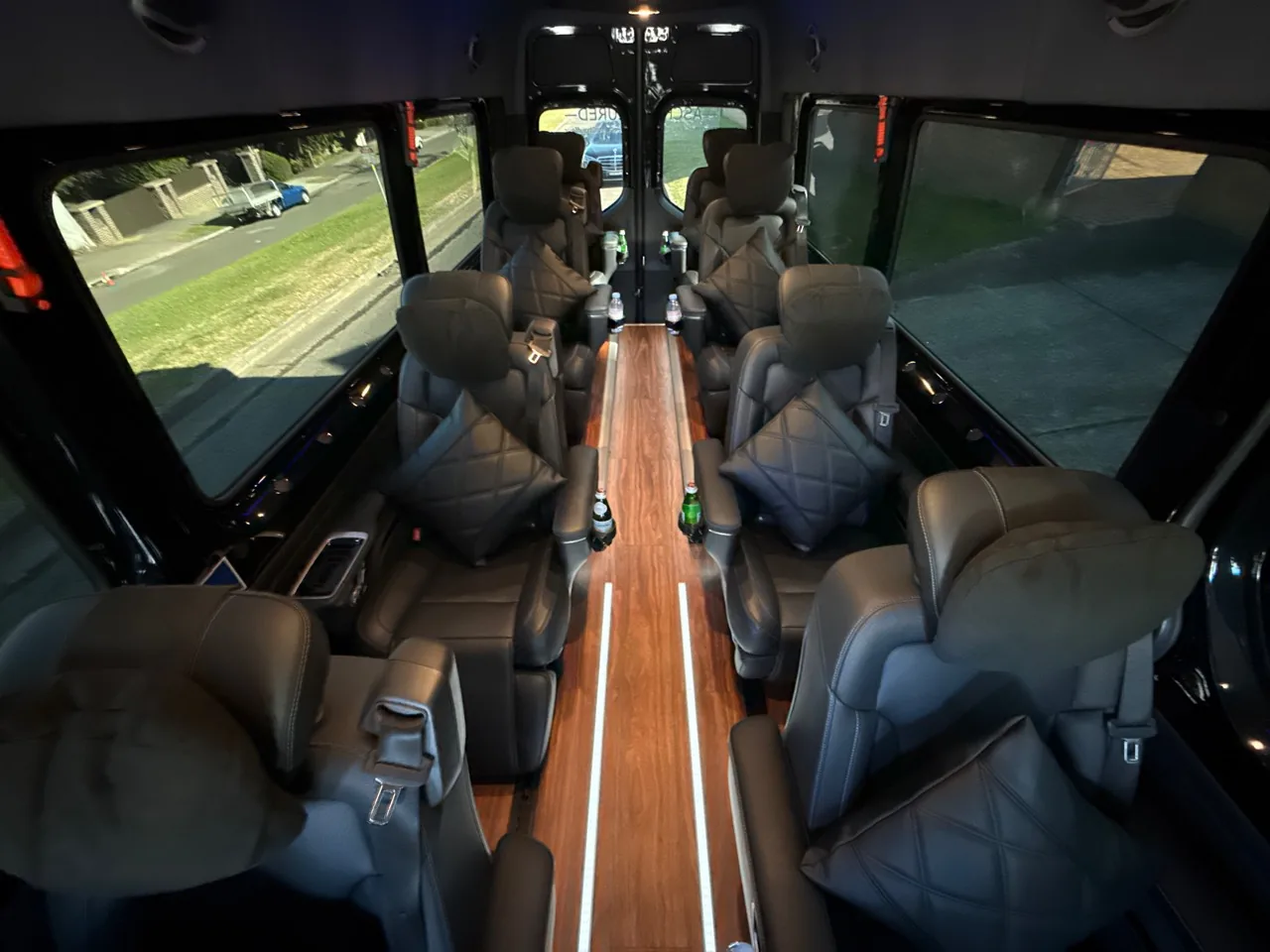 Real ASChauffeured VIP Sprinter cabin configured for conference speakers and executive groups travelling to ICC Sydney
